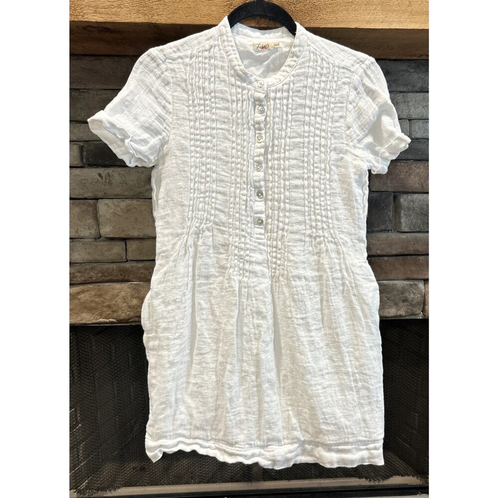 Faherty White Pintuck Mini Dress